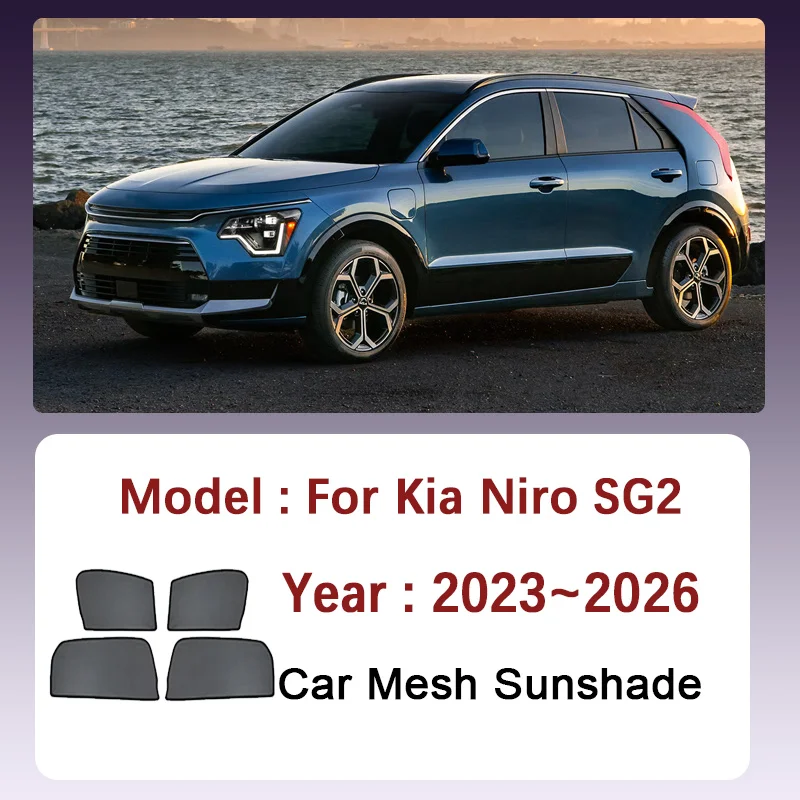 

For Kia Niro SG2 2023~2026 2024 2025 Car Mesh Sunshade Sunscreen Magnetic Window Visor Privacy Curtains Shade Cover Accessories