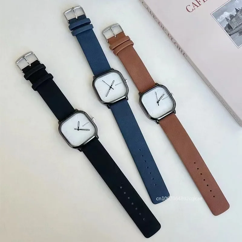 Simple Square Dial PU Leather Quartz Men Business Watch Fashion Wristwatch for Men Clock for Women Montre Homme Reloj Hombre