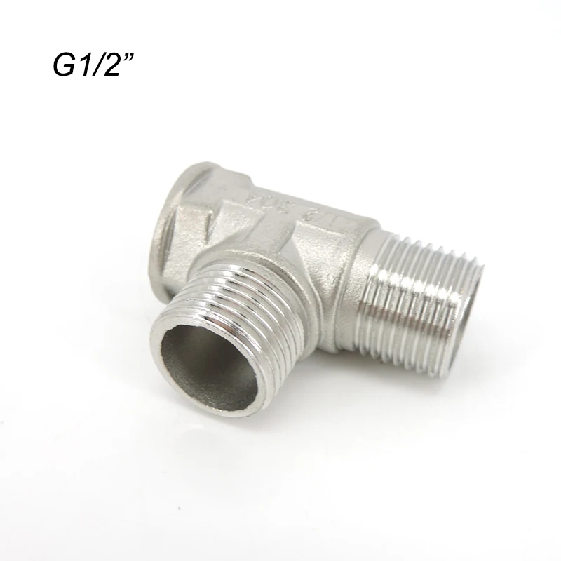 

G1/2" 20MM 1 female to 2 way male Thread Tee Type Plumbing Fittings water hose connector Adapter Stainless Steel Butt Joint p1