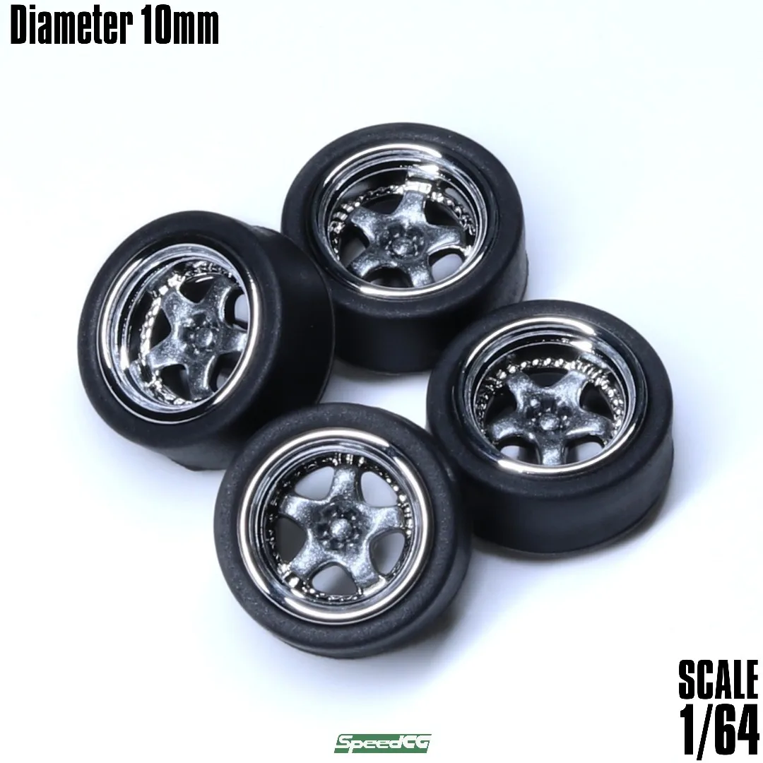 SpeedCG 1/64 ABS Wheels with Rubber Tire Type J Modified Parts Diameter 10mm For Model Car Racing Vehicle Toy Hotwheels Tomica