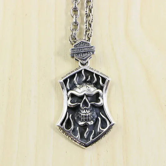 

Male overbearing trendy punk personality necklace sterling silver pendant