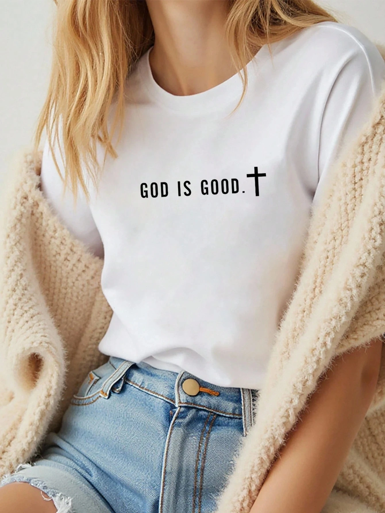 

Faith больших размеров - вдохновленная футболка с рисунком GOD IS GOOD, элегантная духовная модная массивная модная футболка