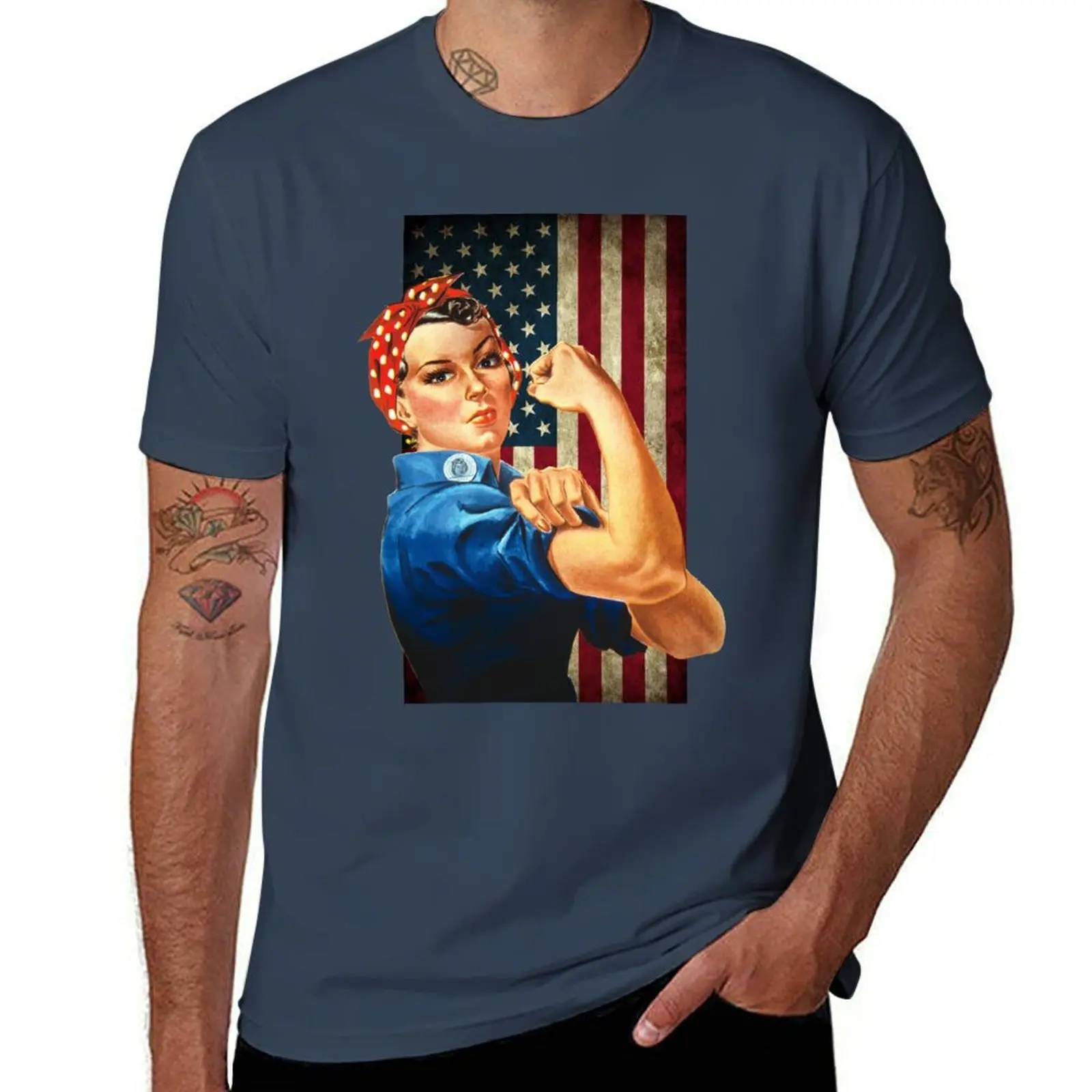 

Rosie the Riveter American Flag T-Shirt mens graphic t shirts man t shirts high quality luxury brand T-Shirt