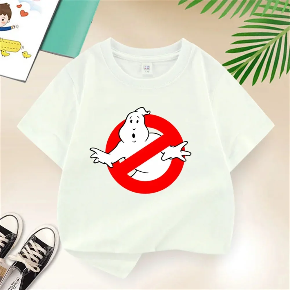 Summer Boys/Girls 4-14t Cartoon Cotton Funny Ghostbusters Game Print Short Sleeve Children T-Shirt