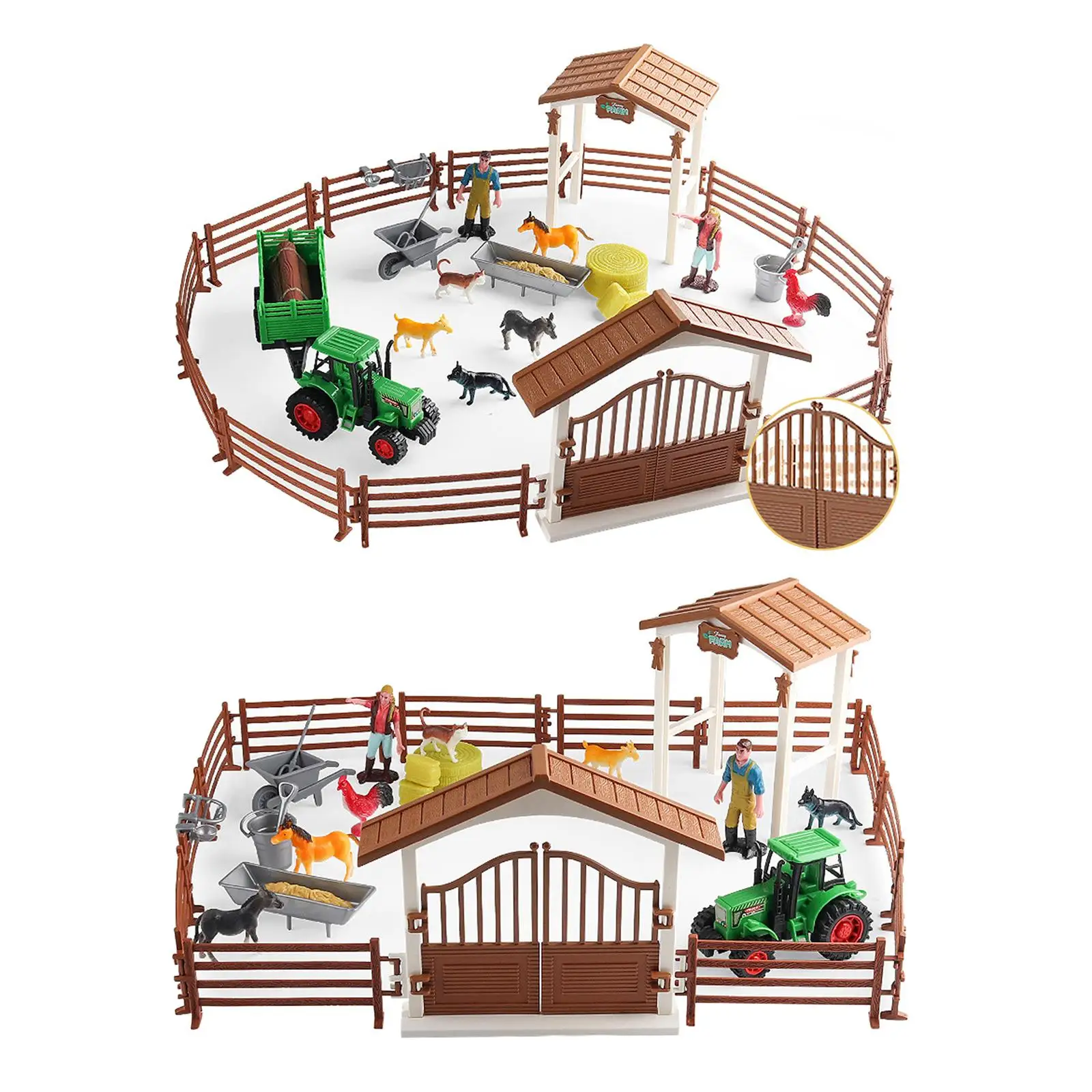 Mini Barn Farm Toys Playset,Farm Figures,Fence Farm Figures Farmer,Birthday Gift,Barnyard Playset for Kids Age 3 4 5 6 7 8-12