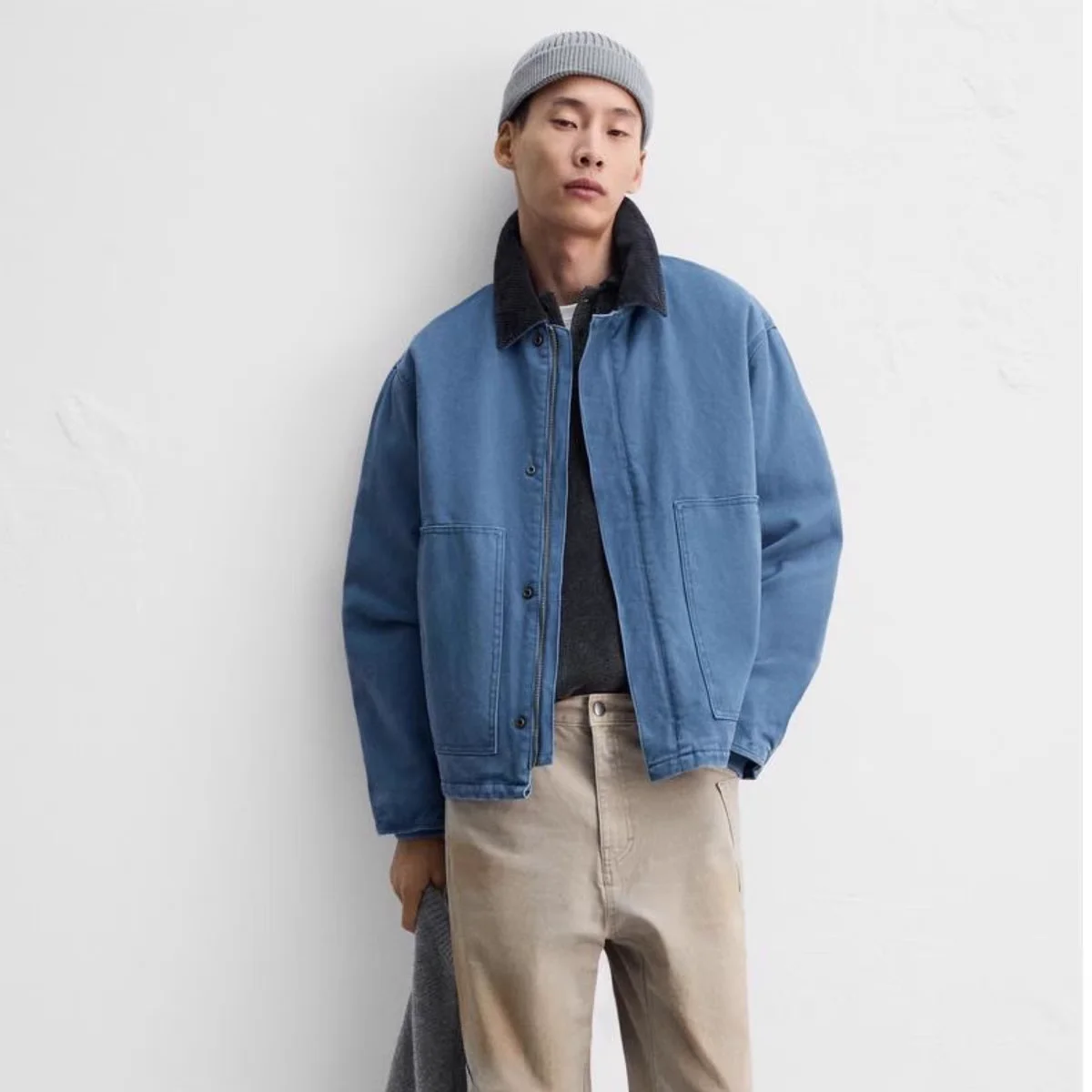 

Новая весенняя мужская хлопковая лоскутная верхняя одежда с воротником-стойкой, парусиновая куртка 4575250 4575/250, теплая одежда Thiened Long Sve на молнии...