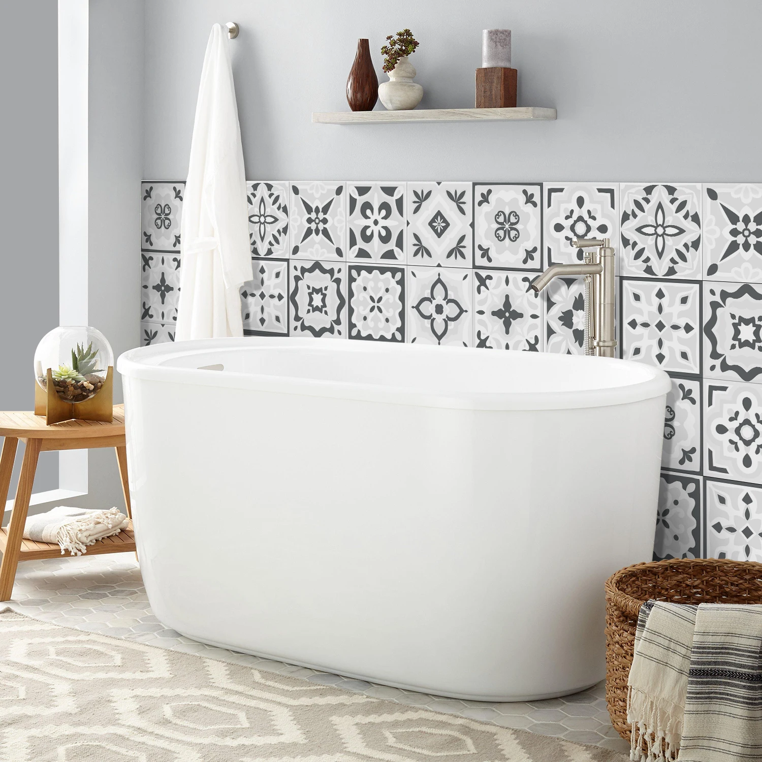 24 Stück europäische Mandala wasserdichte selbst klebende Wanda uf kleber Fliesen aufkleber PVC Küche Schlafzimmer Wohnkultur Tapete – Detail 17