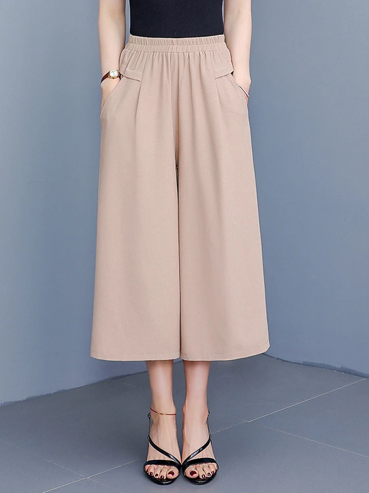 plus Size Wide Leg Pants Women's New Style Summer High Waist Draped Thin Casual Loose Atmosphere Skirt Pants Korean Version