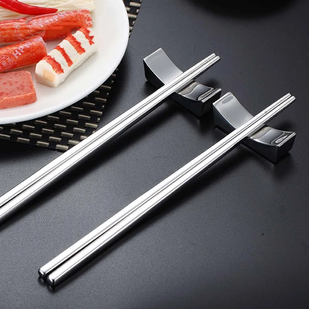 Chinese Chopsticks Holder 304 Stainless Steel Japanese Korea Food Sticks Rest Stand Metal Reusable Spoon Kitchen Tableware