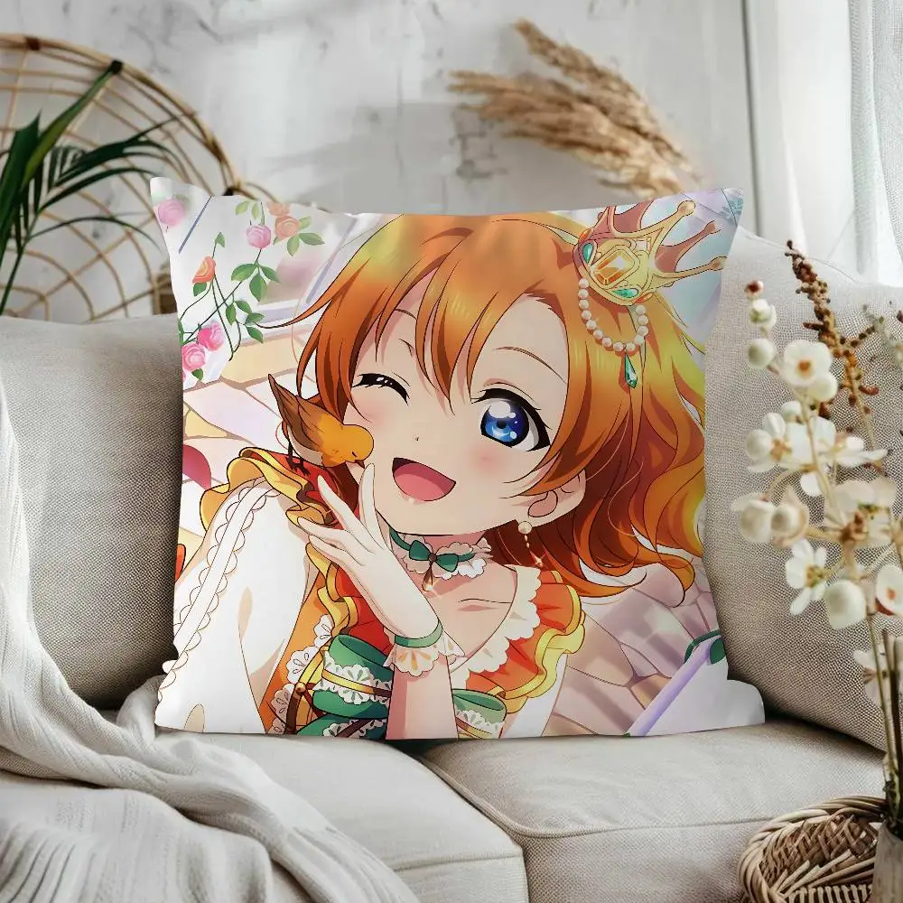 أنيمي الحب لايف كوساكا هونوكا وسادة تغطي الكرتون أريكة ديكور المنزل الطباعة على الوجهين قصيرة أفخم لطيف غطاء الوسادة #6