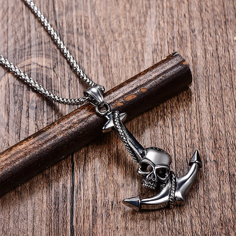 

Skull Anchor Sailor Stainless Steel Men Necklaces Pendant Chain Amulet Vintage Punk Rock for Women Jewelry Gifts Wholesale