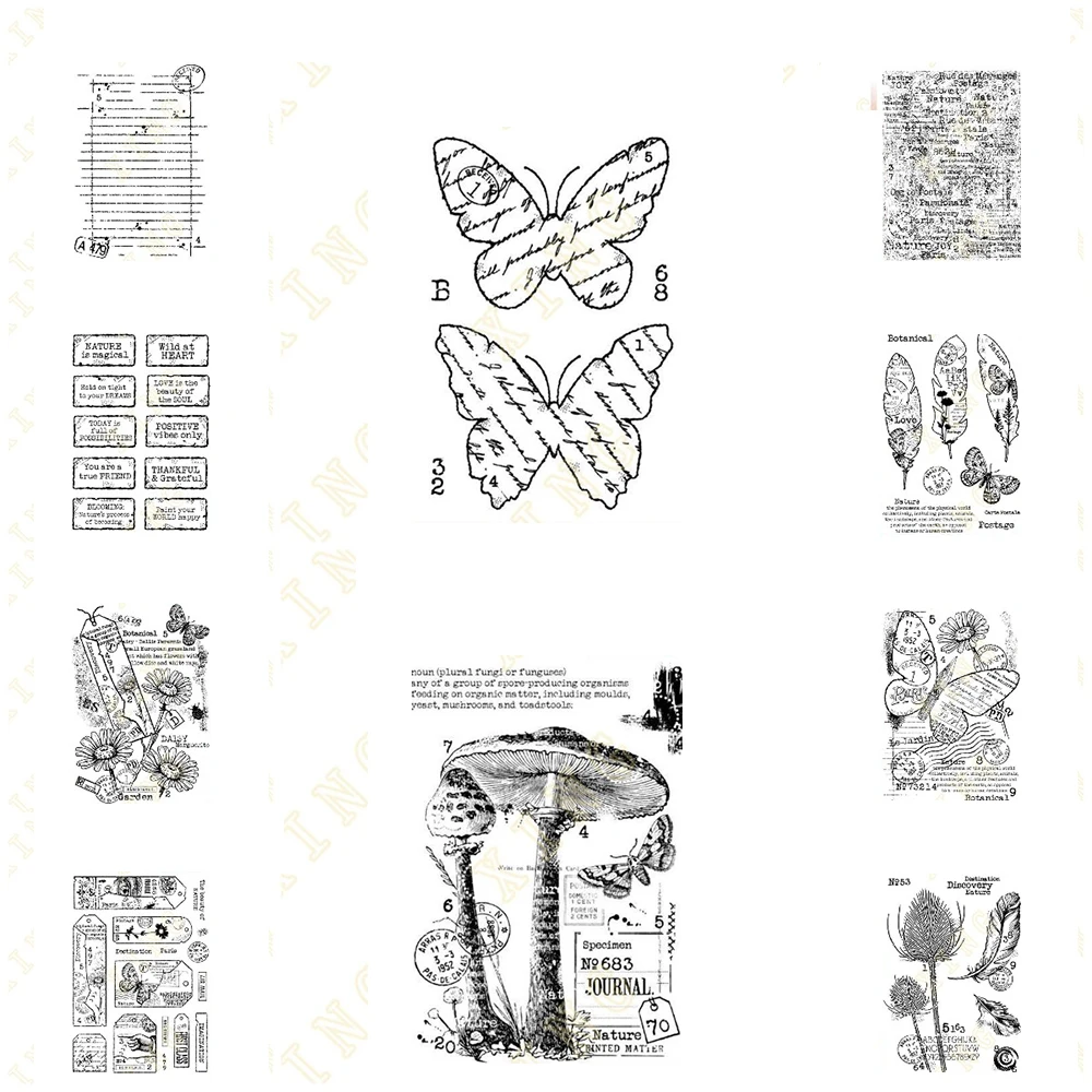 

Butterfly Worn Notebook Page Clear Stamps No Cutting Dies For DIY Scrapbooking Paper Card Making Decoration Craft Photo Album