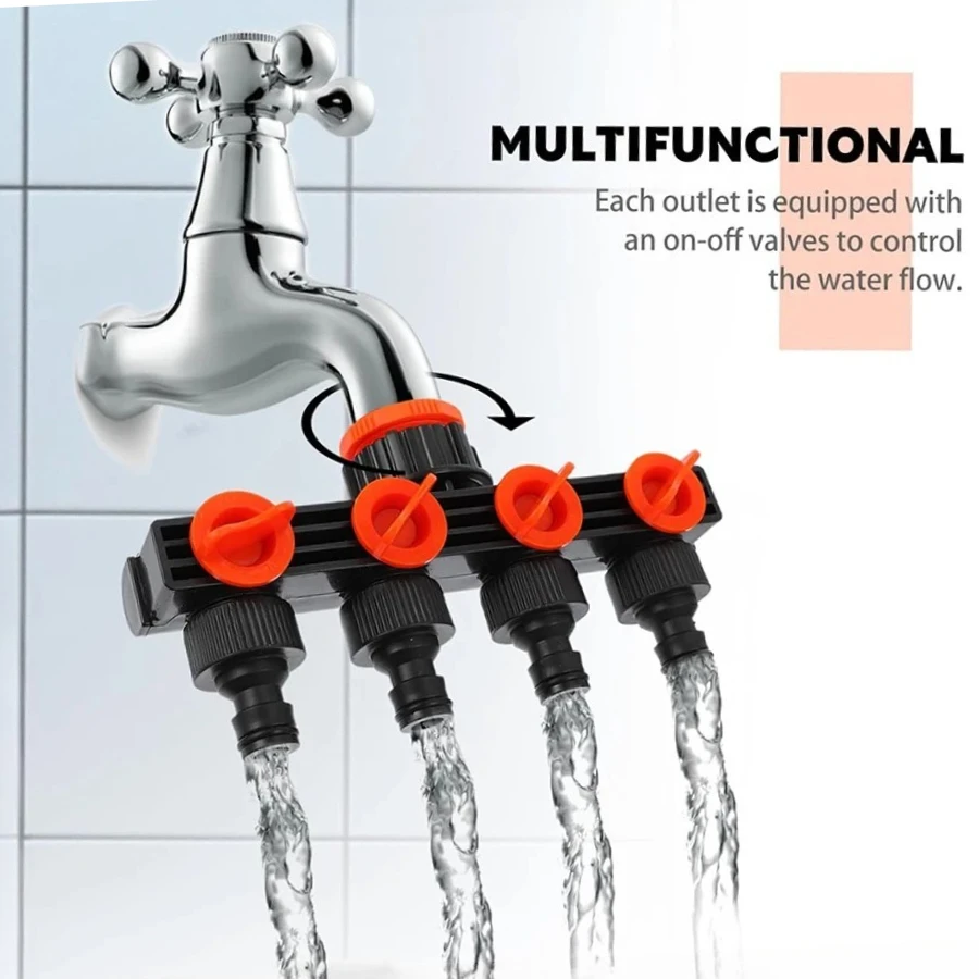 

Соединитель для крана, садовые аксессуары, распределитель воды, 4-сторонние принадлежности для полива, фитинги для орошения, инструмент, система разветвителя шланга для дома