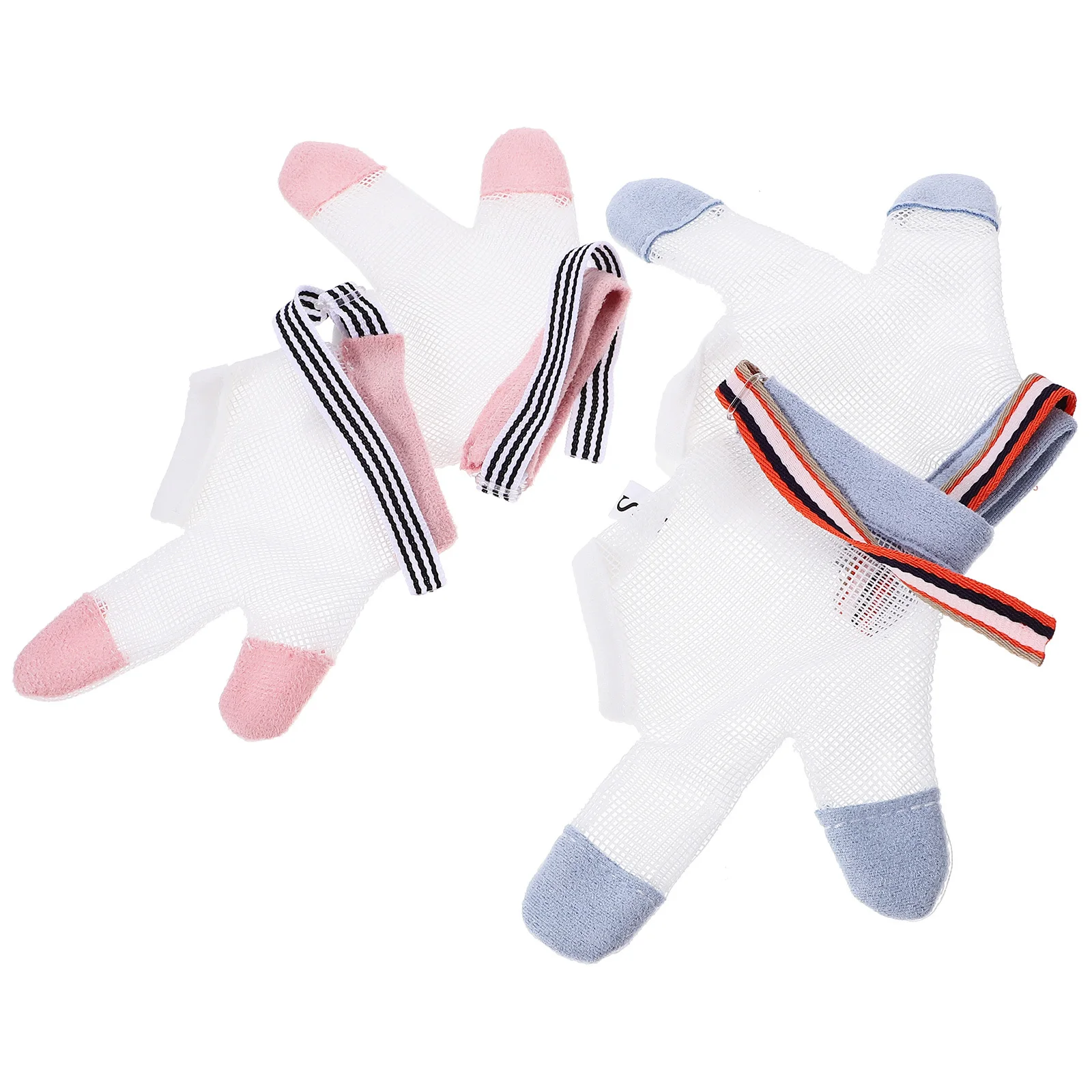 2 pares de luvas de parada de sucção de dedo protetor de polegar do bebê respirável prego mordendo guarda para crianças infantil luva protetora parar