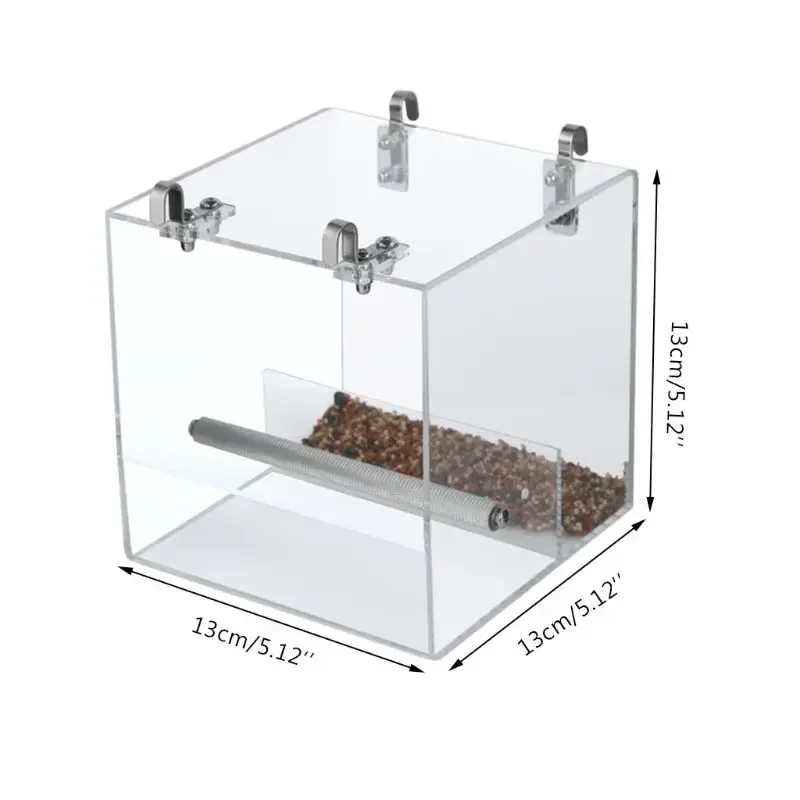 Transparent Acrylic Bird Feeder Parrot Food Box Hanging Feeding Tray Spill-proof Cup Bird Automatic Feeder Bird Cage Accessories