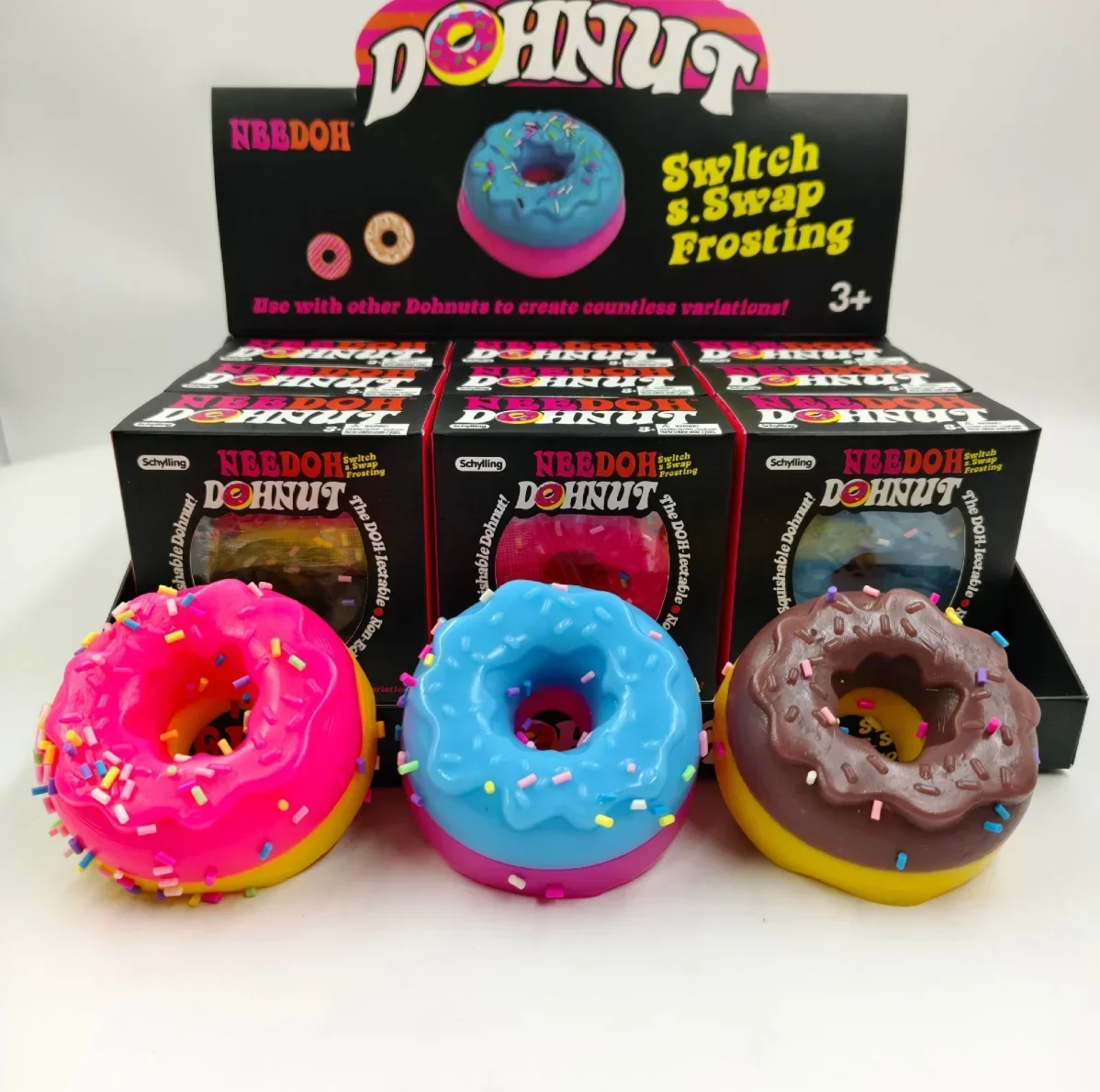 Needoh Dippin Dazzler Ei-Donut Stressabbau-Squishy-Würfel – Anti-Angst-Quetschspielzeug für Konzentration, ADHS-Unterstützung, Geschenke für Menschen mit besonderen Bedürfnissen. – Detail 1