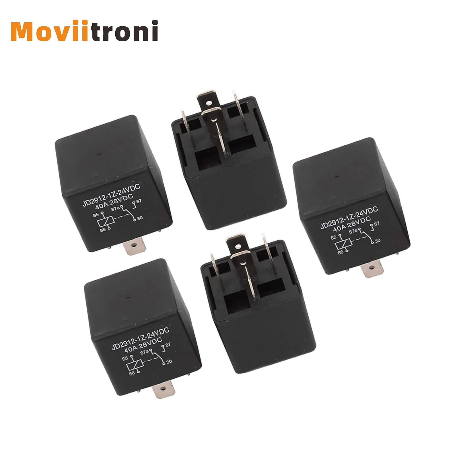 5pcs Motor Relay 5 Pin 24V Coil 40amp Spdt JD2912-1Z-24VDC 40A 28VDC, Contactor Relay Switch Power, Relay Lighting Controller