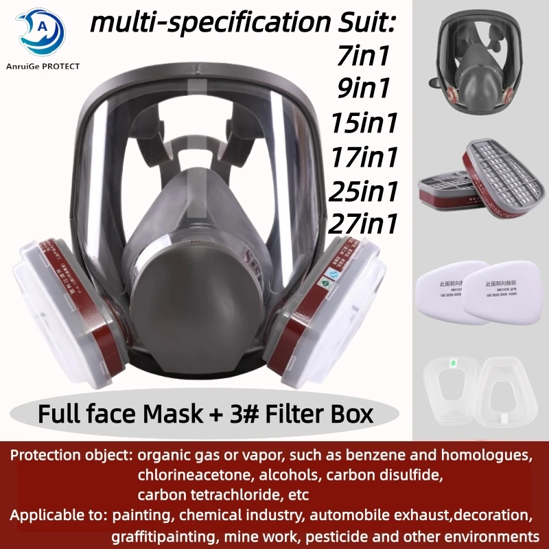 

6800 Formaldehyde Protection Respirator - Industrial Spray Painting and Painting Safety Work No. 3 Filter - Dust-proof Full-Face