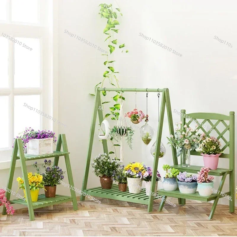 Nordic Solid Wood Multi-Layer Flower Shelf, Balcony Indoor Decorative Succulent Plant Stand, Living Room Floor Jardiniere