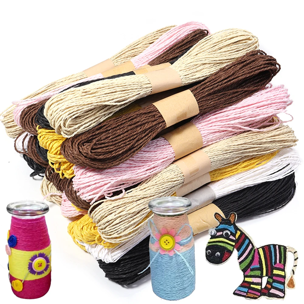 Ca. 30 m bunte Raffia-Gras-Schnur, geflochtenes Seil, Doppelstrang, DIY-Schmuckherstellung, Geschenkverpackung, Blumenkunst, Dekorationszubehör – Detail 2