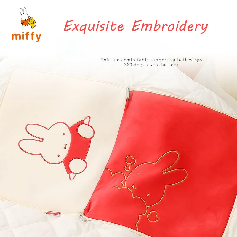 Kawaii Miffy corps oreiller dessin animé créatif Transformable bureau voiture couverture multi-fonctionnel jeter oreiller couette parfait fille cadeau
