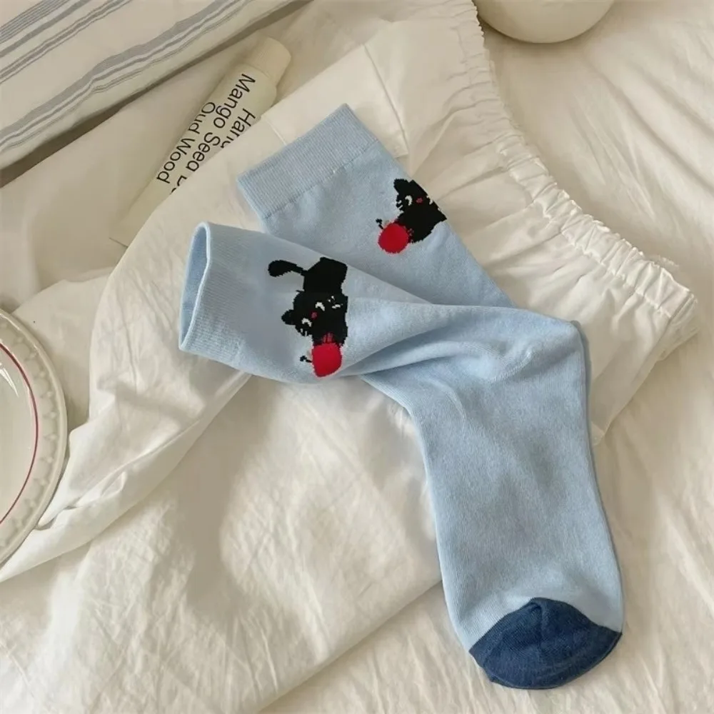 

New Cotton Women Socks Breathable Cartoon Striped Socks Comfortable Long Socks