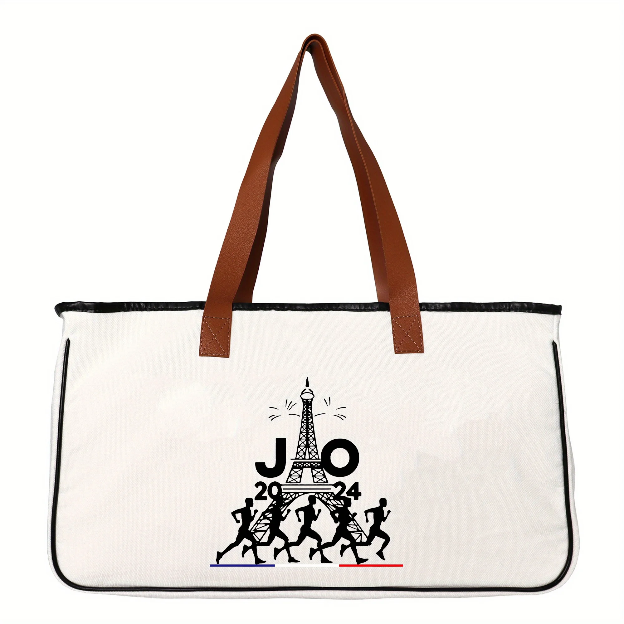 حقيبة حمل مطبوعة من باريس والرياضيين ، حقيبة كتف للشاطئ ، مقتنيات بمظهر تذكاري ، هدية عيد الميلاد