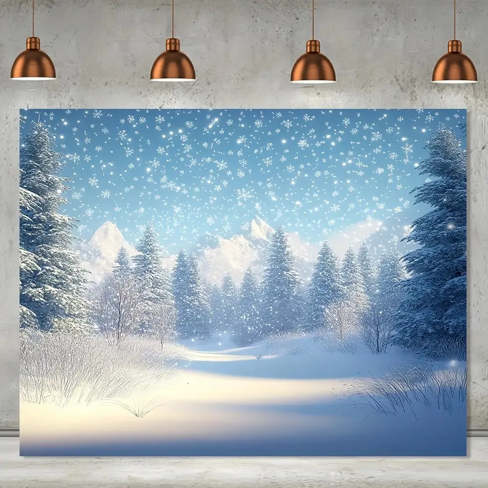 1pc Extra for large Winter Wonderland Christmas Tapestry - 70.8x90.5 Inch Snowy Forest Scene with Pine Trees, Snow-Covered Mount