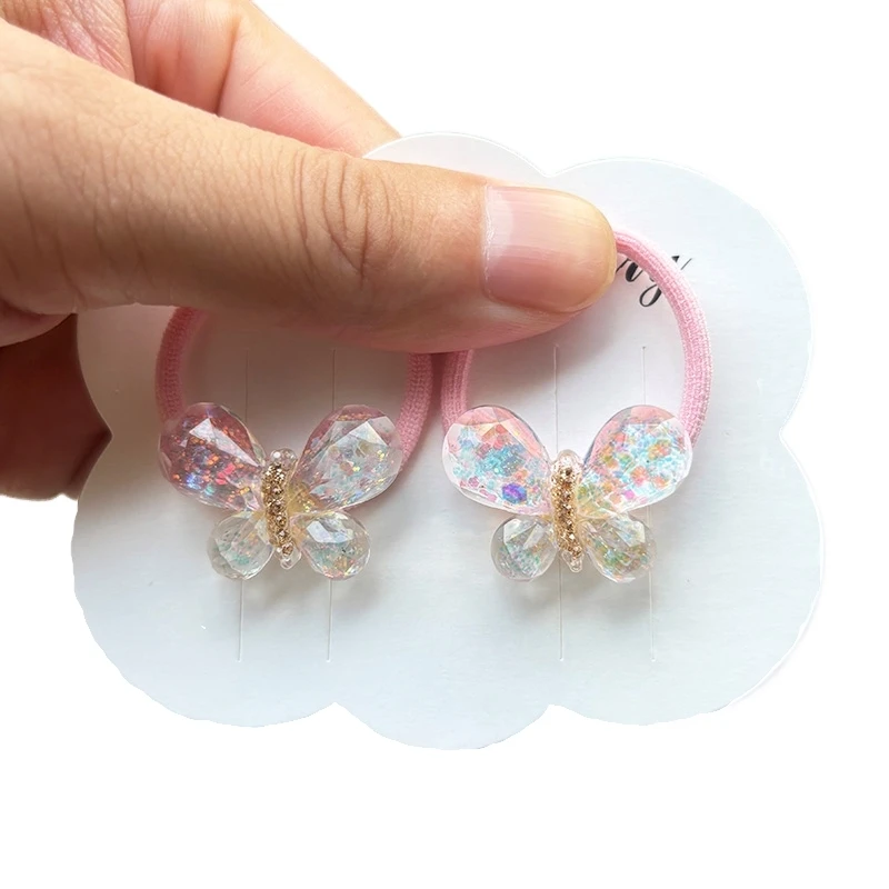 2PCS White Transparent Glitter Bunny Lovely Girls Elastic Hair Bands Hair Accessories Children Hair Ties Baby Headwear