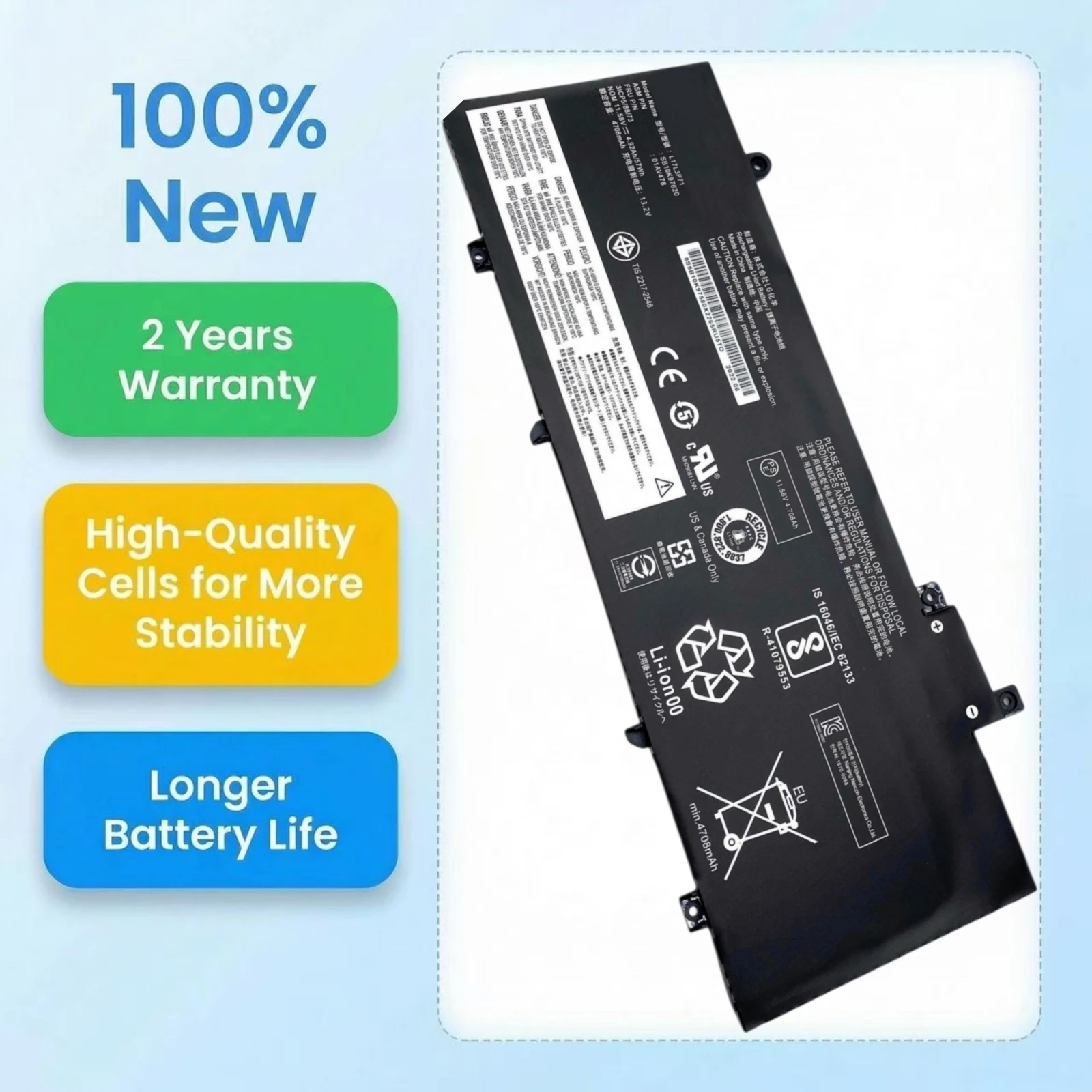 New L17L3P71 Laptop Battery For Lenovo ThinkPad T480S L17M3P71 L17M3P72 L17S3P71 01AV478 01AV479 01AV480 SB10K97620 SB10K97621