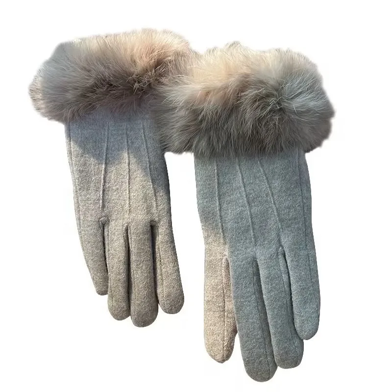 الشتاء في الهواء الطلق المرأة الجديدة أفخم قفازات سميكة، قفازات دافئة، مقاومة البرد شاشة تعمل باللمس خمسة أصابع قفازات ركوب الخيل