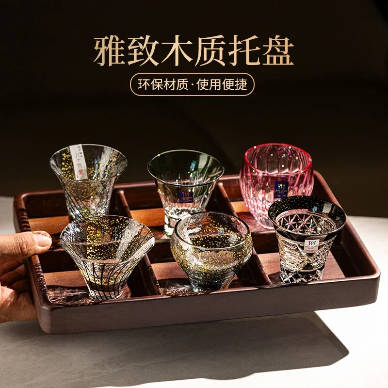 Crystal glass handmade eight thousand generation cut gold foil wine glass ice wine fruit wine glass 9 palace grid set