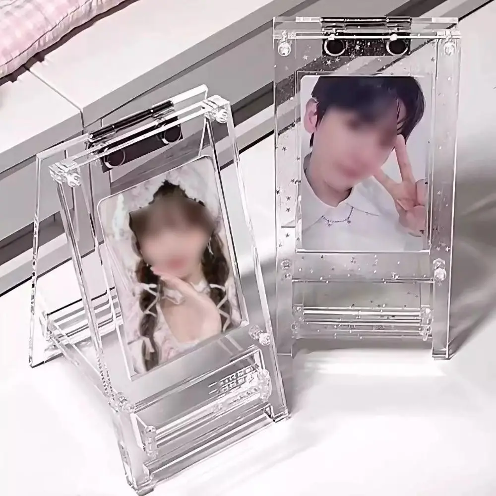 

Clear HD Photocard Holder 3 Inch Card Free Standing Collection Card Display Stand Ornament Space Saving Desktop Small Card Album