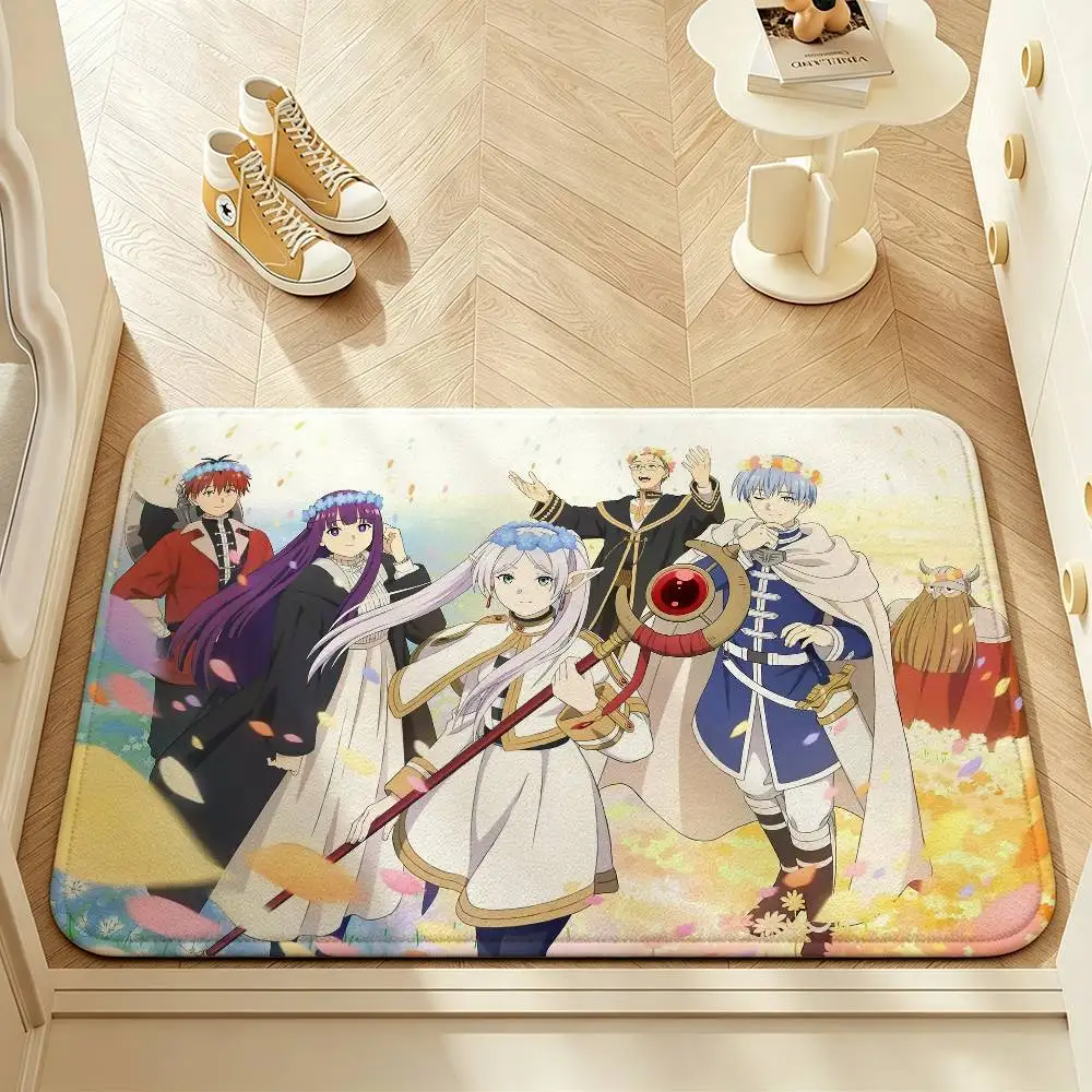 F-Frieren B-Beyond J-Journeys End Anime Indoor Short Plush Door Mat Anti-Slip Backing Soft Foot Mat for Entryway Bedroom