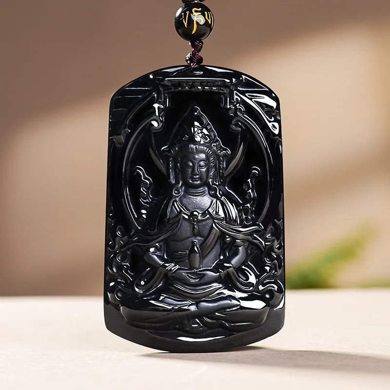 Natural Myanmar Jadeite Guanyin Pendant Necklace Vintage Talismans Real Jade Carved Amulet Designer Fashion Gifts for Women