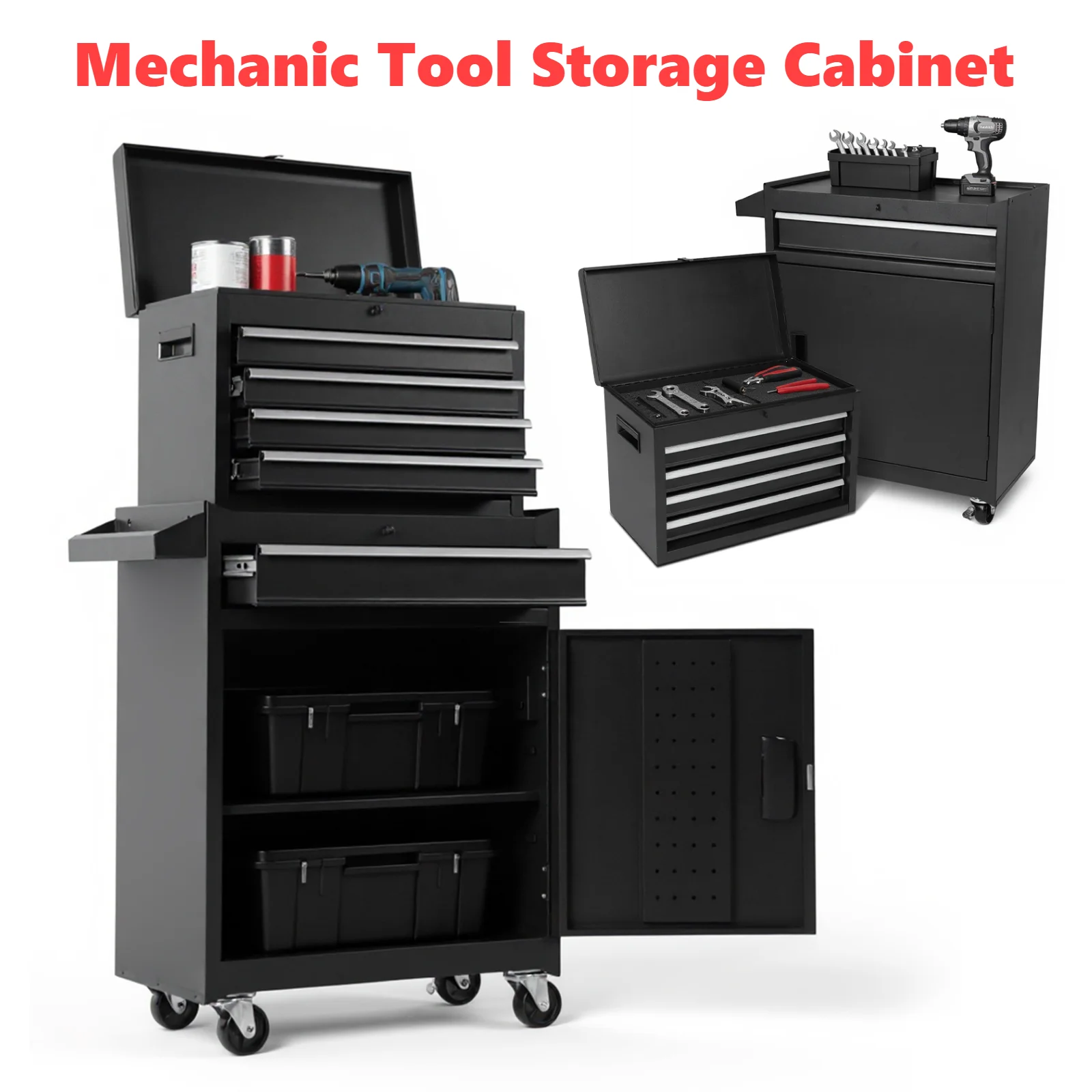 

Металлический ящик для инструментов, шкаф для хранения инструментов для механика с колесами, большой съемный ящик для инструментов, ящик для инструментов, металлическая тележка для инструментов для гаражной мастерской