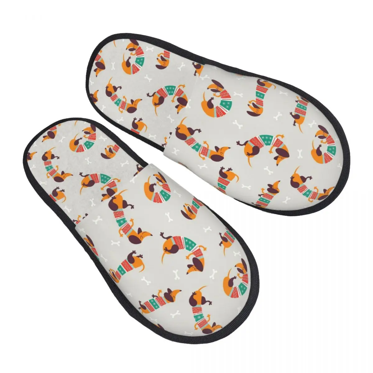 Custom Short Hair Dachshund Cream Pattern Sausage Dog House Slippers Women Comfy Memory Foam Slip On Spa Slipper Shoes