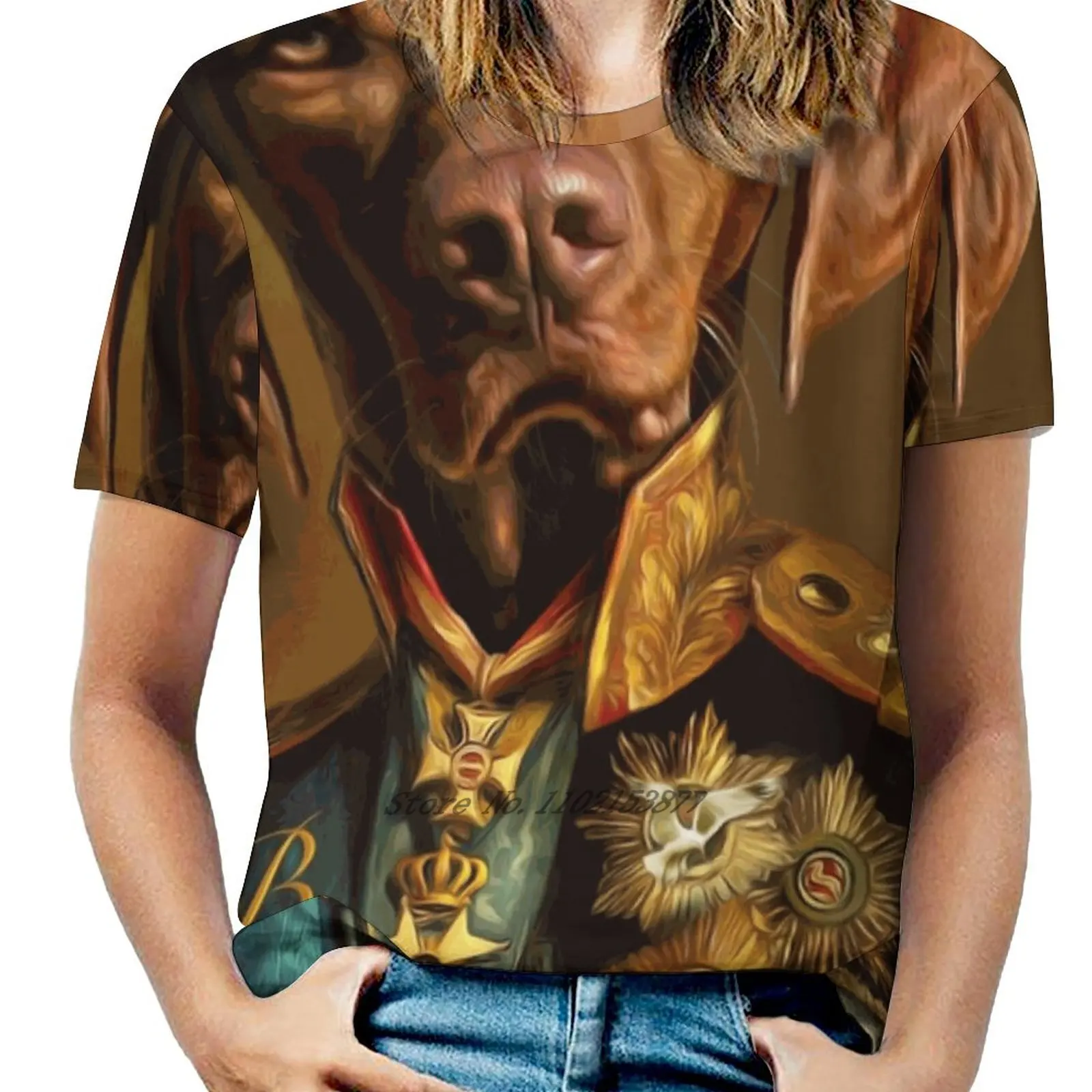 Bertie The Hungarian Vizsla - Dog Portrait Woman Tshirts Printed Tops Zipper V-Neck Top Fashion Graphic T Shirt Anthro