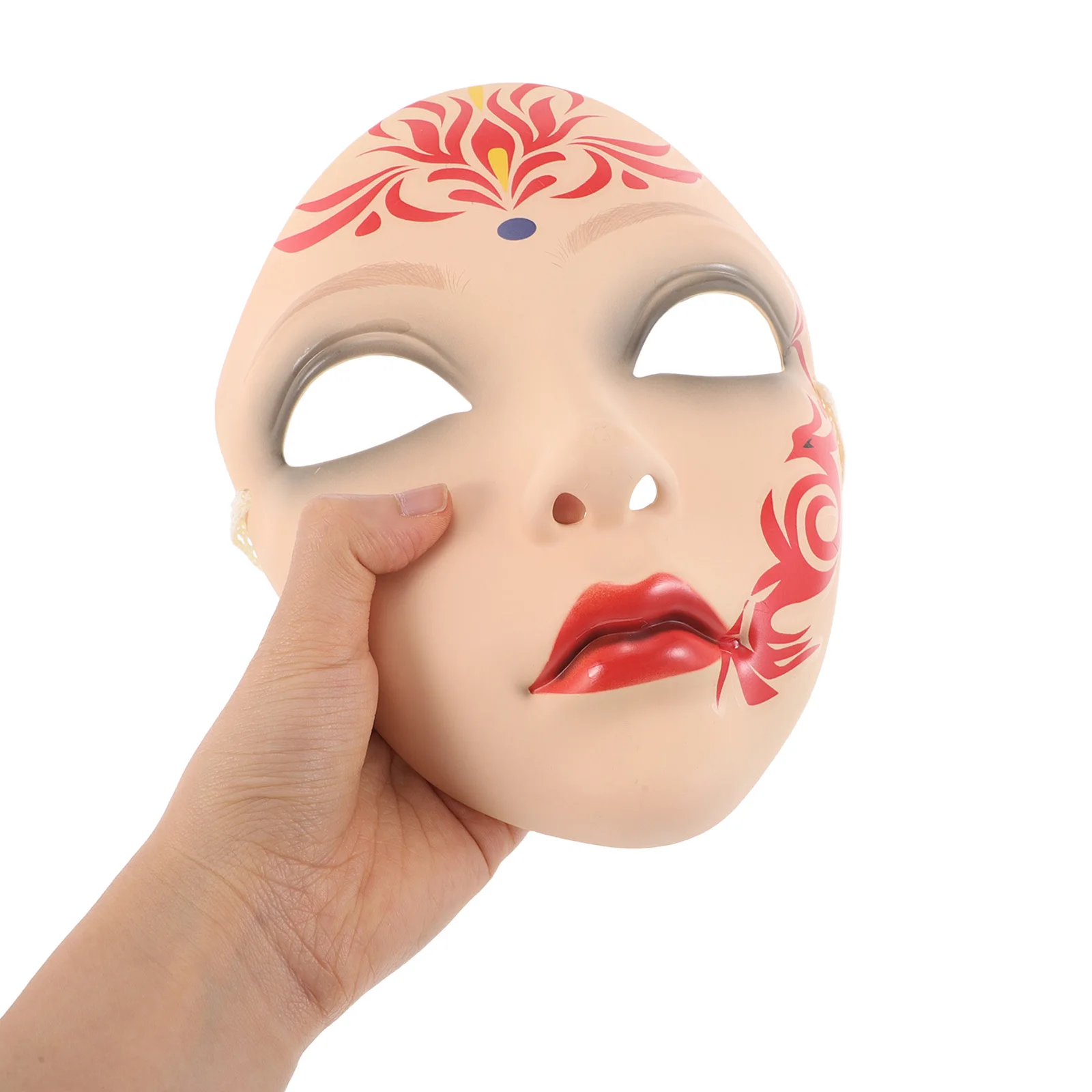 

Ancient Chinese Hand-Painted Mask Full Face Masquerade Mask Women Hanfu Cosplay Traditional Costume Carnival Party Accessory