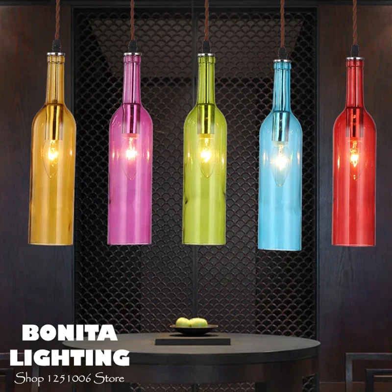 Nordic Simple pendant lighting for restaurants Clear Glass Bottle E14 pendant lights dinning room pendant lamps modern