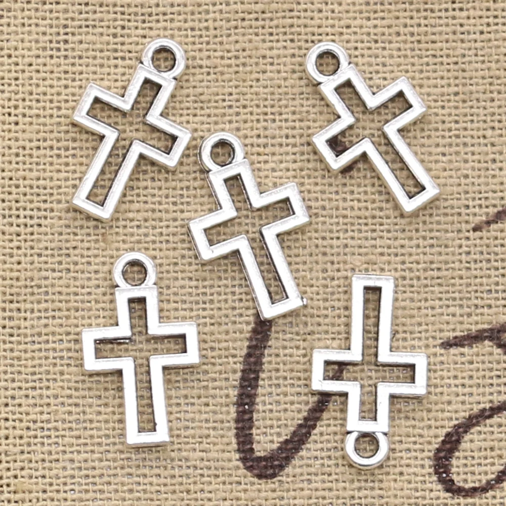 50 sztuk Charms Hollow piękny krzyż 17x10mm antyczne srebro kolorowe wisiorki DIYCrafts dokonywanie ustaleń ręcznie robiona biżuteria tybetańska
