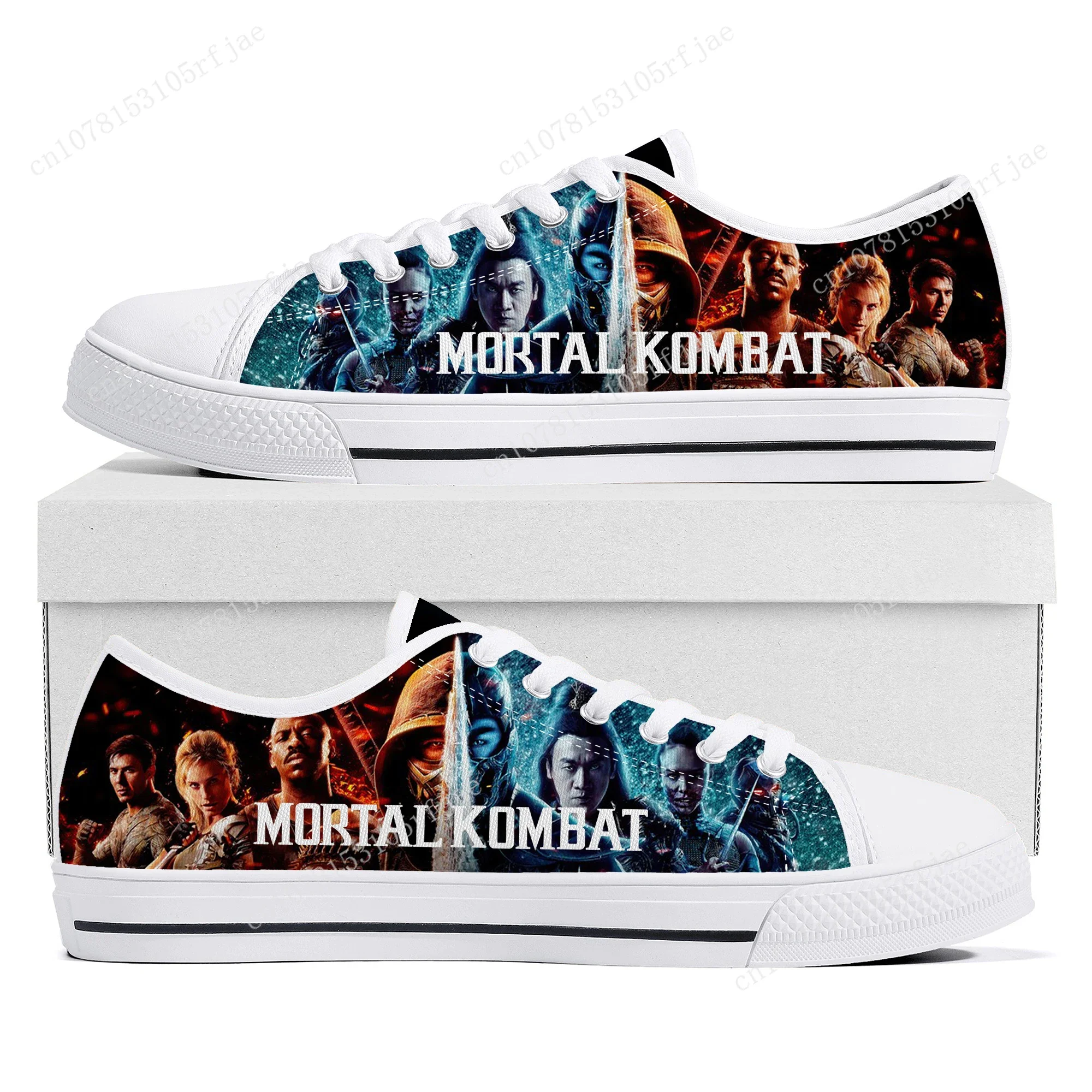 Tênis Mortal Kombat Low Top, jogo de desenhos animados, tênis de lona para casais, sapatos personalizados para homens e mulheres, adolescente, alta qualidade, moda