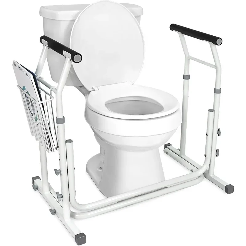 

Medical Bathroom Patented Height Adjustable Height Toilet Rail Grab Bar and Commode Safety Frame Handle