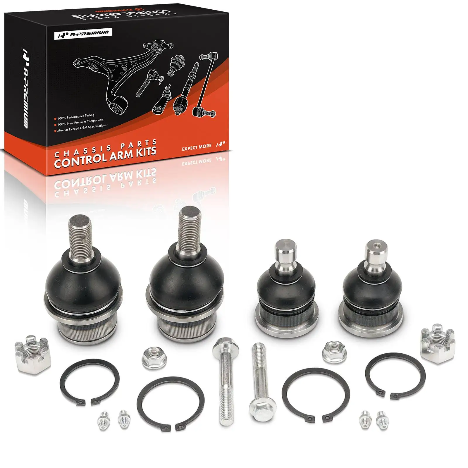 A-Premium 4x Front Upper & Lower Ball Joints for GMC Envoy 2002-2009 Envoy XL 2002-2006 Saab 9-7x 2005-2009 Buick Rainier