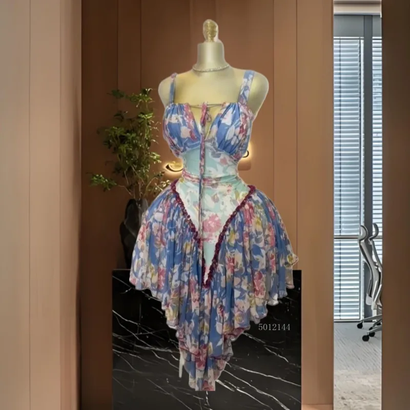 

Женское сексуальное платье без рукавов с принтом и открытой спиной, с высокой талией, элегантное красочное платье для похудения, дизайнерская одежда для дня рождения, одежда для вечеринок в ночном клубе