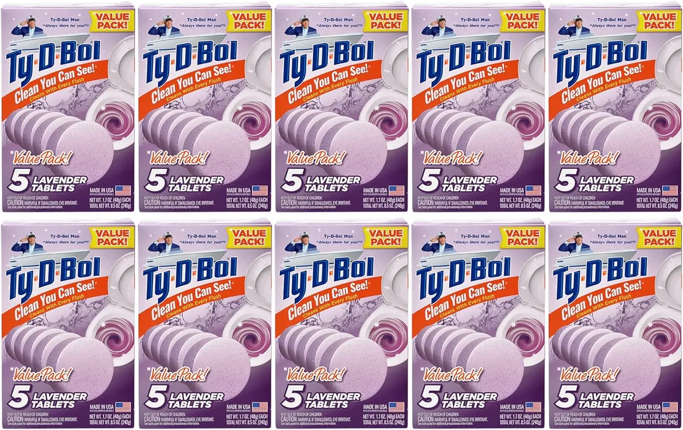 Lavender Tablets Value 5 Pack, Cleans and Deodorizer Toilets for a Fresh Smelling Bathroom (Pack of 10)