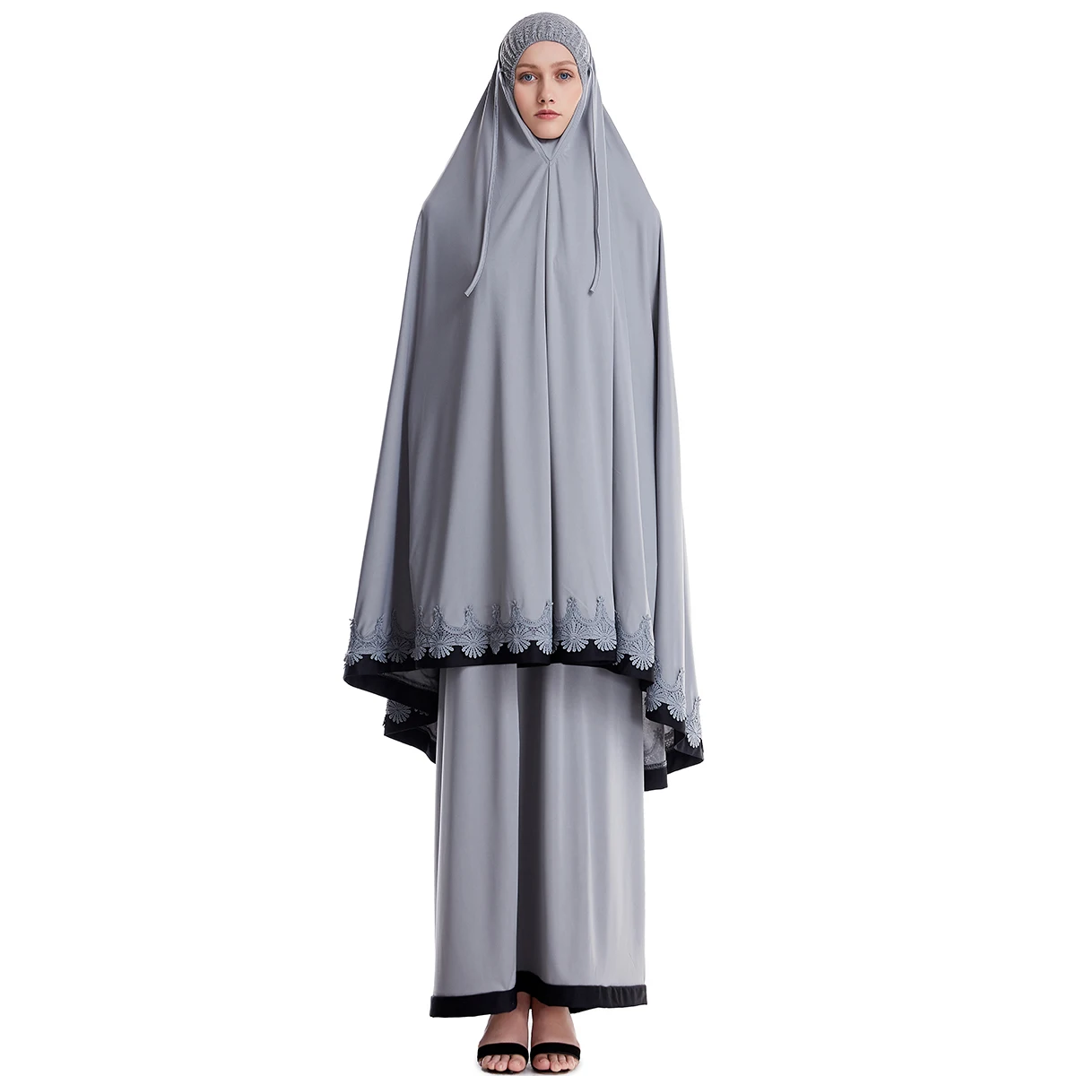 Set di indumenti da preghiera da donna Dubai Namaz Abito lungo Khimar Hijab Formale Abaya musulmano Eid Abbigliamento islamico Jurken Djellaba Abaya