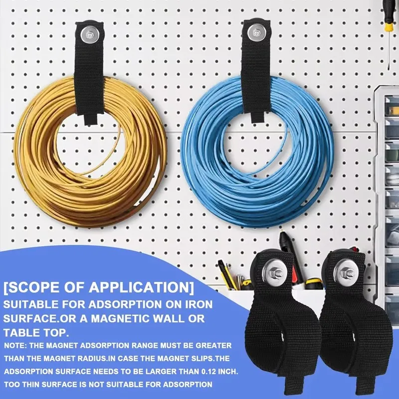 2/4pcs Magnetic Cable Storage Straps Heavy Duty, Extension Cord Holder straps for Hanging Cables Hoses Stores the loop straps