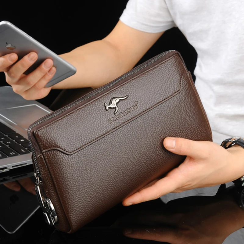 

NEW Men's Handheld Bag High end PU Leather Long Wallet Large Capacity Multi Card Slot Wrist Bag Password Anti theft Phone Bag