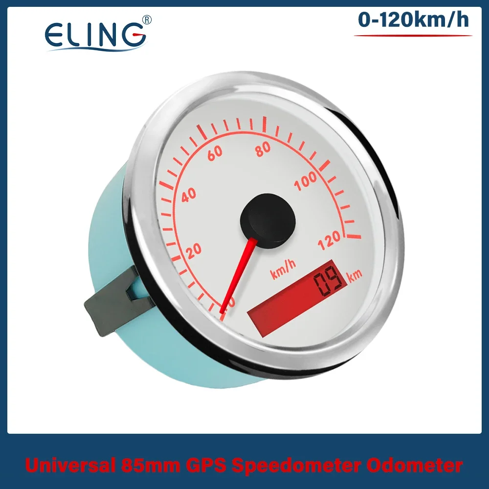 ELING 85mm GPS Speedometer Gauge 0-120km/h 0-160km/h 0-200km/h 0-300km/h for Car Truck Boat with Red Backlight With GPS Antenna